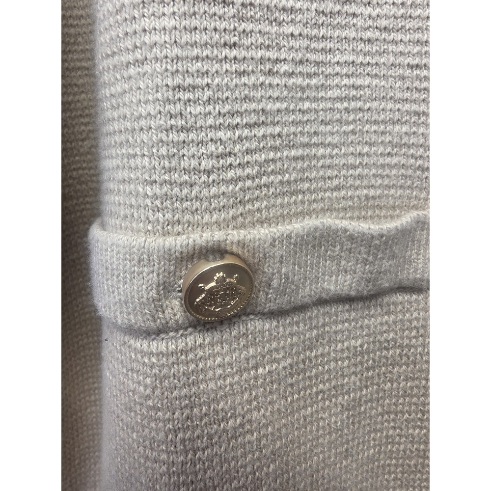 J.CREW V-neck Blazer Sweater Women's Size L Tan Oversized Golden Buttons Pockets - Picture 6 of 12